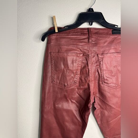 AG Adriano Goldschmied Red Farrah Ankle High Rise Skinny Pants - Picture 5 of 9